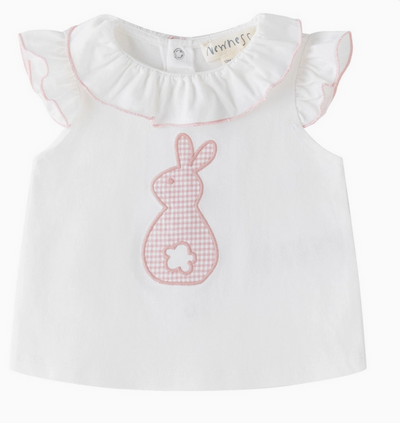 Wit Baby T-shirt met Roze Konijntje | Newness Kids