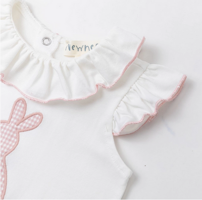 Wit Baby T-shirt met Roze Konijntje | Newness Kids