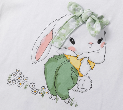 Baby T-shirt Konijntje met Haarstrik | Newness Kids