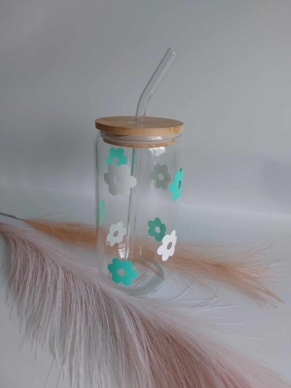 Drinkglas met bamboedeksel en rietje 500ML
